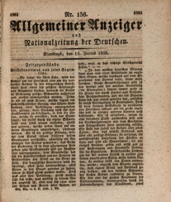 Allgemeiner Anzeiger und Nationalzeitung der Deutschen (Allgemeiner Anzeiger der Deutschen) Dienstag 12. Juni 1838