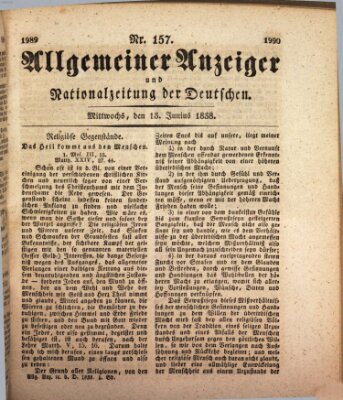 Allgemeiner Anzeiger und Nationalzeitung der Deutschen (Allgemeiner Anzeiger der Deutschen) Mittwoch 13. Juni 1838