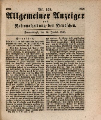 Allgemeiner Anzeiger und Nationalzeitung der Deutschen (Allgemeiner Anzeiger der Deutschen) Donnerstag 14. Juni 1838