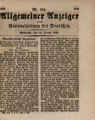 Allgemeiner Anzeiger und Nationalzeitung der Deutschen (Allgemeiner Anzeiger der Deutschen) Mittwoch 20. Juni 1838