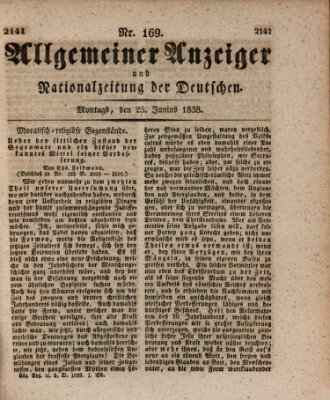 Allgemeiner Anzeiger und Nationalzeitung der Deutschen (Allgemeiner Anzeiger der Deutschen) Montag 25. Juni 1838