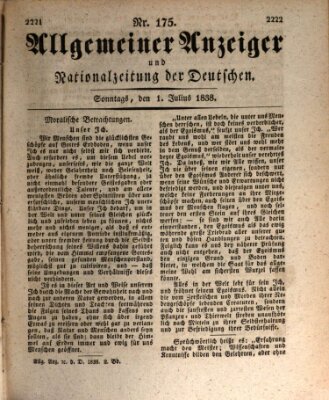 Allgemeiner Anzeiger und Nationalzeitung der Deutschen (Allgemeiner Anzeiger der Deutschen) Sonntag 1. Juli 1838