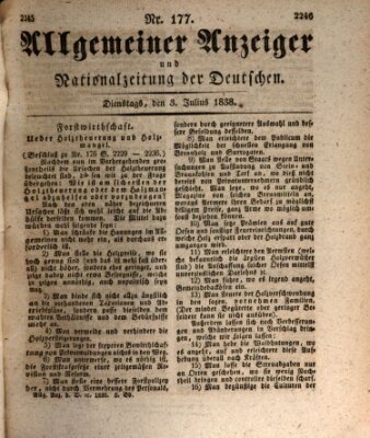 Allgemeiner Anzeiger und Nationalzeitung der Deutschen (Allgemeiner Anzeiger der Deutschen) Dienstag 3. Juli 1838