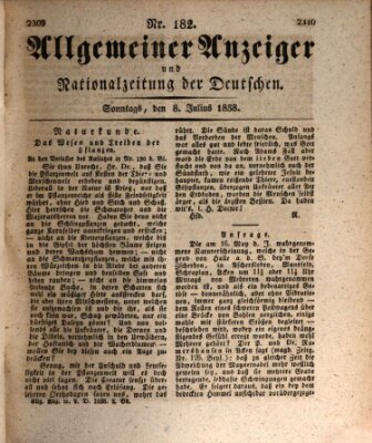 Allgemeiner Anzeiger und Nationalzeitung der Deutschen (Allgemeiner Anzeiger der Deutschen) Sonntag 8. Juli 1838