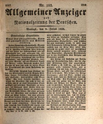 Allgemeiner Anzeiger und Nationalzeitung der Deutschen (Allgemeiner Anzeiger der Deutschen) Montag 9. Juli 1838