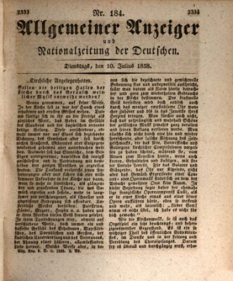 Allgemeiner Anzeiger und Nationalzeitung der Deutschen (Allgemeiner Anzeiger der Deutschen) Dienstag 10. Juli 1838