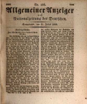 Allgemeiner Anzeiger und Nationalzeitung der Deutschen (Allgemeiner Anzeiger der Deutschen) Samstag 21. Juli 1838
