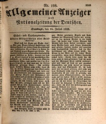 Allgemeiner Anzeiger und Nationalzeitung der Deutschen (Allgemeiner Anzeiger der Deutschen) Dienstag 24. Juli 1838