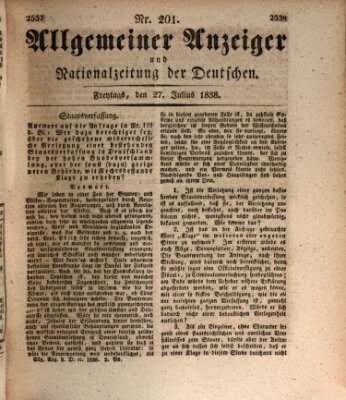 Allgemeiner Anzeiger und Nationalzeitung der Deutschen (Allgemeiner Anzeiger der Deutschen) Freitag 27. Juli 1838