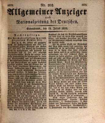 Allgemeiner Anzeiger und Nationalzeitung der Deutschen (Allgemeiner Anzeiger der Deutschen) Samstag 28. Juli 1838