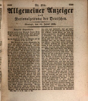 Allgemeiner Anzeiger und Nationalzeitung der Deutschen (Allgemeiner Anzeiger der Deutschen) Montag 30. Juli 1838