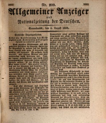 Allgemeiner Anzeiger und Nationalzeitung der Deutschen (Allgemeiner Anzeiger der Deutschen) Samstag 4. August 1838