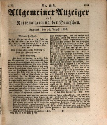 Allgemeiner Anzeiger und Nationalzeitung der Deutschen (Allgemeiner Anzeiger der Deutschen) Freitag 10. August 1838