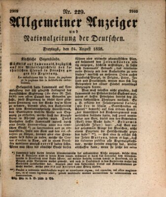 Allgemeiner Anzeiger und Nationalzeitung der Deutschen (Allgemeiner Anzeiger der Deutschen) Freitag 24. August 1838