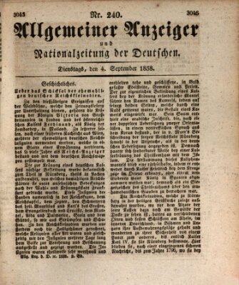 Allgemeiner Anzeiger und Nationalzeitung der Deutschen (Allgemeiner Anzeiger der Deutschen) Dienstag 4. September 1838