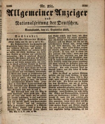 Allgemeiner Anzeiger und Nationalzeitung der Deutschen (Allgemeiner Anzeiger der Deutschen) Samstag 15. September 1838