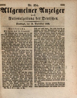 Allgemeiner Anzeiger und Nationalzeitung der Deutschen (Allgemeiner Anzeiger der Deutschen) Dienstag 18. September 1838