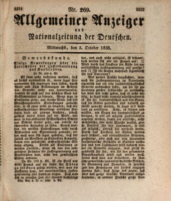 Allgemeiner Anzeiger und Nationalzeitung der Deutschen (Allgemeiner Anzeiger der Deutschen) Mittwoch 3. Oktober 1838