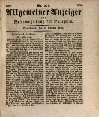 Allgemeiner Anzeiger und Nationalzeitung der Deutschen (Allgemeiner Anzeiger der Deutschen) Samstag 6. Oktober 1838