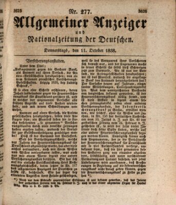 Allgemeiner Anzeiger und Nationalzeitung der Deutschen (Allgemeiner Anzeiger der Deutschen) Donnerstag 11. Oktober 1838