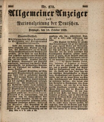 Allgemeiner Anzeiger und Nationalzeitung der Deutschen (Allgemeiner Anzeiger der Deutschen) Freitag 12. Oktober 1838