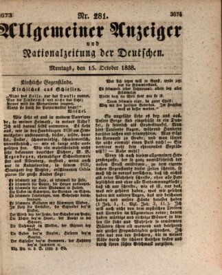 Allgemeiner Anzeiger und Nationalzeitung der Deutschen (Allgemeiner Anzeiger der Deutschen) Montag 15. Oktober 1838