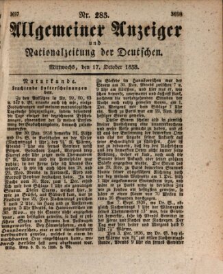 Allgemeiner Anzeiger und Nationalzeitung der Deutschen (Allgemeiner Anzeiger der Deutschen) Mittwoch 17. Oktober 1838