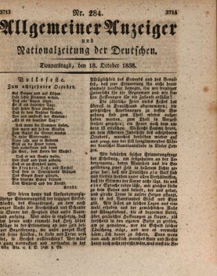 Allgemeiner Anzeiger und Nationalzeitung der Deutschen (Allgemeiner Anzeiger der Deutschen) Donnerstag 18. Oktober 1838