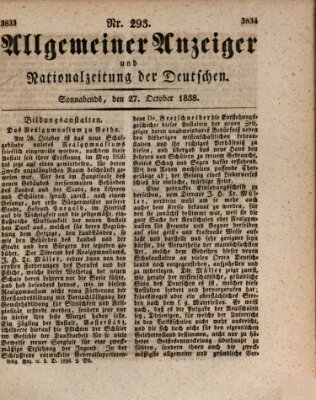 Allgemeiner Anzeiger und Nationalzeitung der Deutschen (Allgemeiner Anzeiger der Deutschen) Samstag 27. Oktober 1838