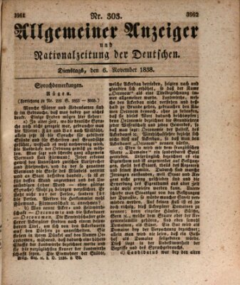 Allgemeiner Anzeiger und Nationalzeitung der Deutschen (Allgemeiner Anzeiger der Deutschen) Dienstag 6. November 1838