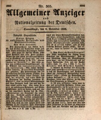 Allgemeiner Anzeiger und Nationalzeitung der Deutschen (Allgemeiner Anzeiger der Deutschen) Donnerstag 8. November 1838