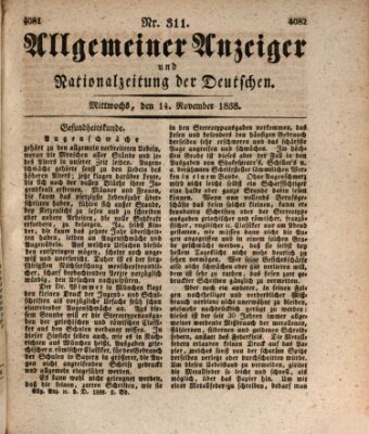 Allgemeiner Anzeiger und Nationalzeitung der Deutschen (Allgemeiner Anzeiger der Deutschen) Mittwoch 14. November 1838