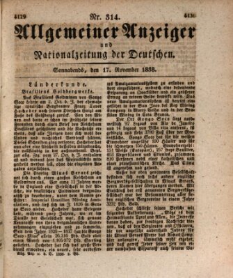 Allgemeiner Anzeiger und Nationalzeitung der Deutschen (Allgemeiner Anzeiger der Deutschen) Samstag 17. November 1838