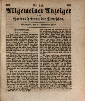 Allgemeiner Anzeiger und Nationalzeitung der Deutschen (Allgemeiner Anzeiger der Deutschen) Mittwoch 21. November 1838