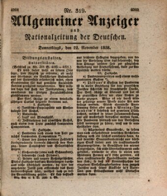 Allgemeiner Anzeiger und Nationalzeitung der Deutschen (Allgemeiner Anzeiger der Deutschen) Donnerstag 22. November 1838