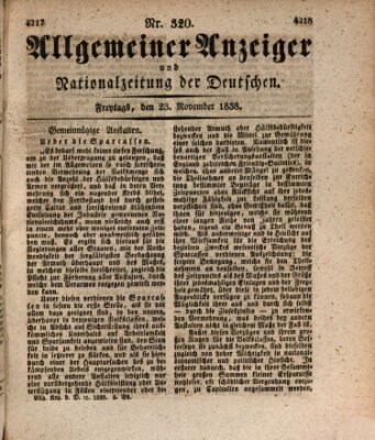 Allgemeiner Anzeiger und Nationalzeitung der Deutschen (Allgemeiner Anzeiger der Deutschen) Freitag 23. November 1838