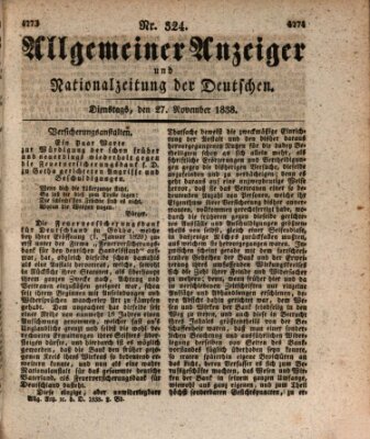 Allgemeiner Anzeiger und Nationalzeitung der Deutschen (Allgemeiner Anzeiger der Deutschen) Dienstag 27. November 1838