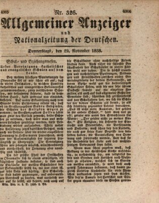 Allgemeiner Anzeiger und Nationalzeitung der Deutschen (Allgemeiner Anzeiger der Deutschen) Donnerstag 29. November 1838