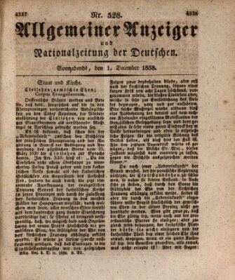 Allgemeiner Anzeiger und Nationalzeitung der Deutschen (Allgemeiner Anzeiger der Deutschen) Samstag 1. Dezember 1838