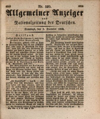 Allgemeiner Anzeiger und Nationalzeitung der Deutschen (Allgemeiner Anzeiger der Deutschen) Sonntag 2. Dezember 1838