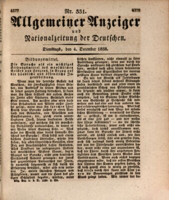 Allgemeiner Anzeiger und Nationalzeitung der Deutschen (Allgemeiner Anzeiger der Deutschen) Dienstag 4. Dezember 1838