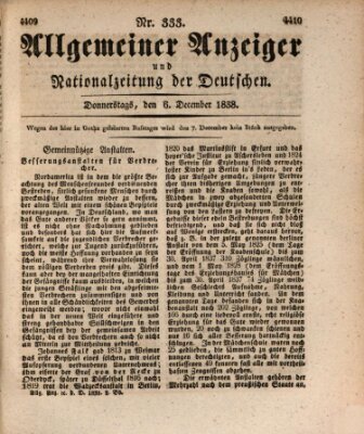 Allgemeiner Anzeiger und Nationalzeitung der Deutschen (Allgemeiner Anzeiger der Deutschen) Donnerstag 6. Dezember 1838