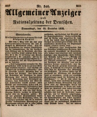 Allgemeiner Anzeiger und Nationalzeitung der Deutschen (Allgemeiner Anzeiger der Deutschen) Donnerstag 20. Dezember 1838