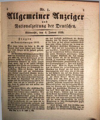 Allgemeiner Anzeiger und Nationalzeitung der Deutschen (Allgemeiner Anzeiger der Deutschen) Mittwoch 2. Januar 1839