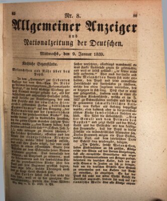 Allgemeiner Anzeiger und Nationalzeitung der Deutschen (Allgemeiner Anzeiger der Deutschen) Mittwoch 9. Januar 1839