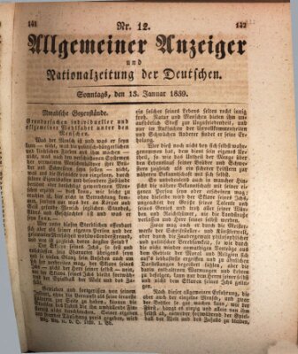 Allgemeiner Anzeiger und Nationalzeitung der Deutschen (Allgemeiner Anzeiger der Deutschen) Sonntag 13. Januar 1839