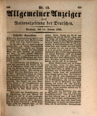 Allgemeiner Anzeiger und Nationalzeitung der Deutschen (Allgemeiner Anzeiger der Deutschen) Montag 14. Januar 1839