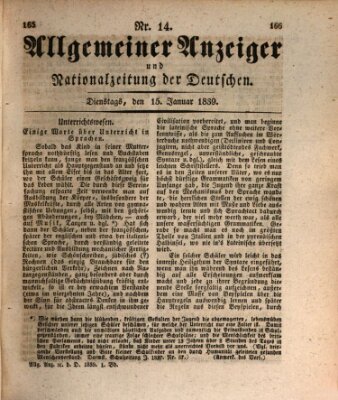 Allgemeiner Anzeiger und Nationalzeitung der Deutschen (Allgemeiner Anzeiger der Deutschen) Dienstag 15. Januar 1839