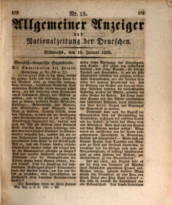 Allgemeiner Anzeiger und Nationalzeitung der Deutschen (Allgemeiner Anzeiger der Deutschen) Mittwoch 16. Januar 1839