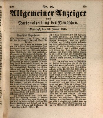 Allgemeiner Anzeiger und Nationalzeitung der Deutschen (Allgemeiner Anzeiger der Deutschen) Sonntag 20. Januar 1839